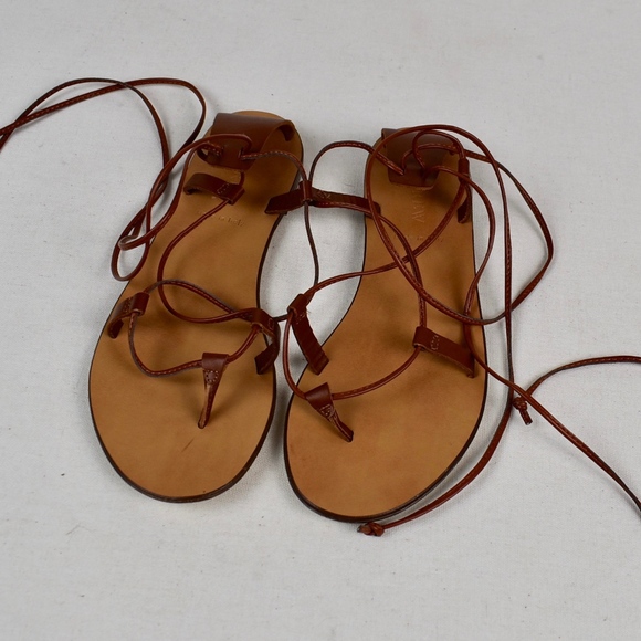 (J. CREW) Brown Leather Lace Up Sandals - Picture 4 of 6